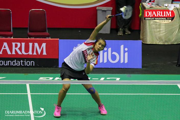 Nurani Ratu Azzahra (PB Djarum Kudus) melepaskan serangan. Nurani Ratu Azzahra (PB Djarum Kudus) melepaskan serangan.