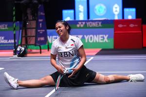Gregoria Mariska Tunjung pada All England 2024 (Humas PP PBSI)