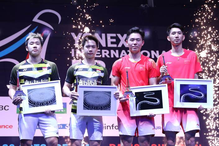 Kevin Sanjaya Sukamuljo/Marcus Fernaldi Gideon (kiri) keluar sebagai runner up French Open 2018 BWF World Tour SUper 750. Kevin Sanjaya Sukamuljo/Marcus Fernaldi Gideon (kiri) keluar sebagai runner up French Open 2018 BWF World Tour SUper 750.