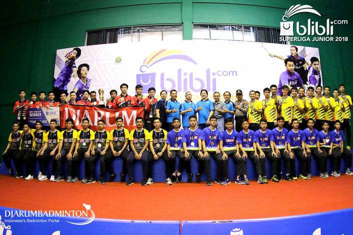 Para juara beregu putra U-19 Blibli Superliga Junior 2018. Para juara beregu putra U-19 Blibli Superliga Junior 2018.