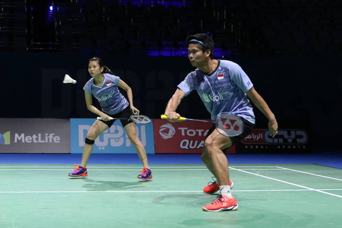 Praveen Jordan/Debby Susanto Saat Bertanding di Babak Pertama Dubai Superseries Finals 2017. (Foto: PBSI)