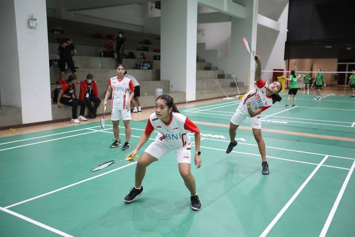 Sesi latihan tim putri Indonesia di Bangkok, Thailand, satu hari menjelang Piala Uber 2022 (Humas PP PBSI) Sesi latihan tim putri Indonesia di Bangkok, Thailand, satu hari menjelang Piala Uber 2022 (Humas PP PBSI)