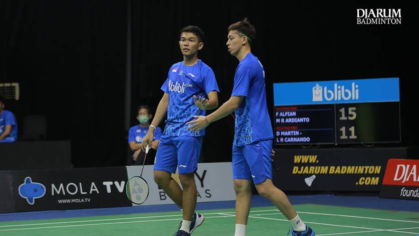 Ganda putra nomor tiga Indonesia, Fajar Alfian/Muhammad Rian Ardianto. Ganda putra nomor tiga Indonesia, Fajar Alfian/Muhammad Rian Ardianto.