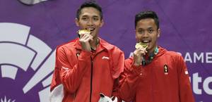 Dua tunggal putra andalan Indonesia, Jonatan Christie (kiri) dan Anthony Sinisuka Ginting.