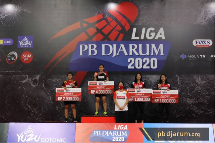 Para juara tunggal putri U-17, U-19 & Dewasa Liga PB Djarum 2020. (Foto: PB Djarum) Para juara tunggal putri U-17, U-19 & Dewasa Liga PB Djarum 2020. (Foto: PB Djarum)