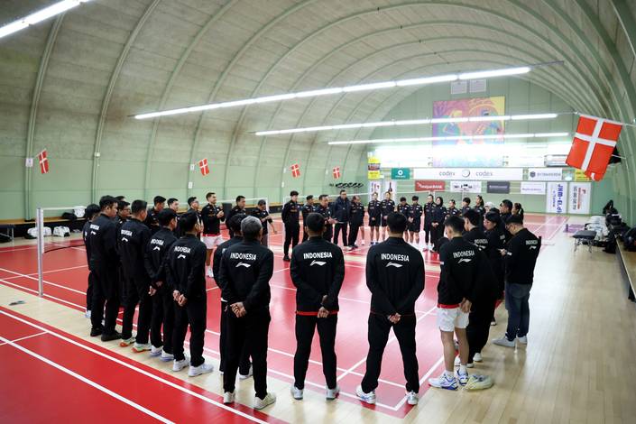 Pemusatan latihan tim bulu tangkis Indonesia di Horsens Badminton Club (Humas PP PBSI)