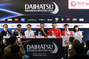 Suasana jumpa pers Indonesia Masters 2026 (Djarum Badminton)