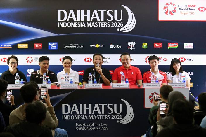 Suasana jumpa pers Indonesia Masters 2026 (Djarum Badminton)
