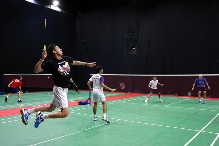 Sesi latihan skuad ganda putra Indonesia (Humas PP PBSI)