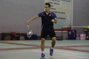 Jonatan Christie (Indonesia) saat menjalani sesi latihan di Pelatnas PBSI. (Foto: PP PBSI)