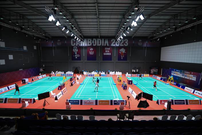 Latihan perdaa tim Indonesia di Badminton Hall Morodok Techo (Humas PP PBSI) Latihan perdaa tim Indonesia di Badminton Hall Morodok Techo (Humas PP PBSI)