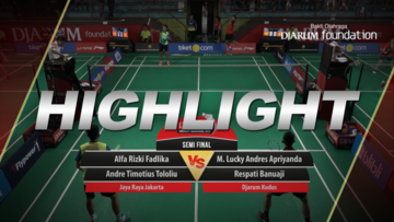 M. Lucky Andres Apriyanda/Respati Banuaji (Djarum Kudus) VS Alfa Rizki Fadlika/Andre Timotius Tololiu (Jaya Raya Jakarta)