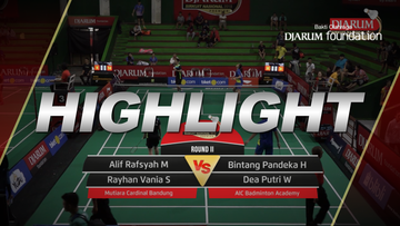 Alif Rafsyah M/Rayhan Vania S (Mutiara Cardinal Bandung) VS Bintang Pandeka H/Dea Putri W (AIC Badminton Academy)