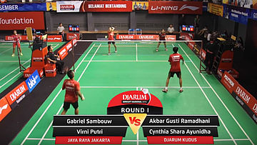 Akbar Gusti Ramadhani/Cynthia Shara Ayunidha (Djarum Kudus) VS Gabriel Sambouw/Virni Putri (Jaya Raya Jakarta)
