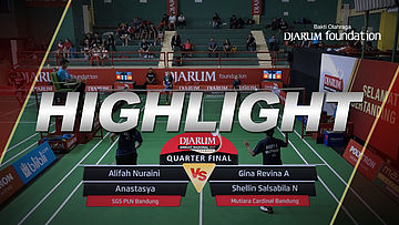 Alifah Nuraini/Anastasya (SGS PLN Bandung) VS Gina Revina A/Shellin Salsabila N (Mutiara Cardinal Bandung)