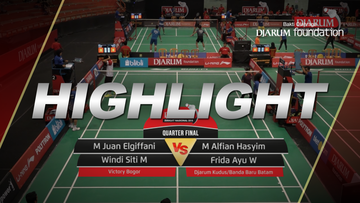 M Juan Elgiffani/Windi Siti Mulyani (Victory Bogor) VS M Alfian H/Frida Ayu W (Djarum Kudus/Banda Baru Batam)